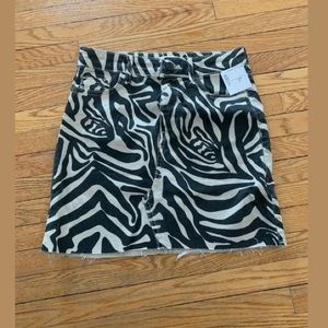 Zara zebra print denim skirt